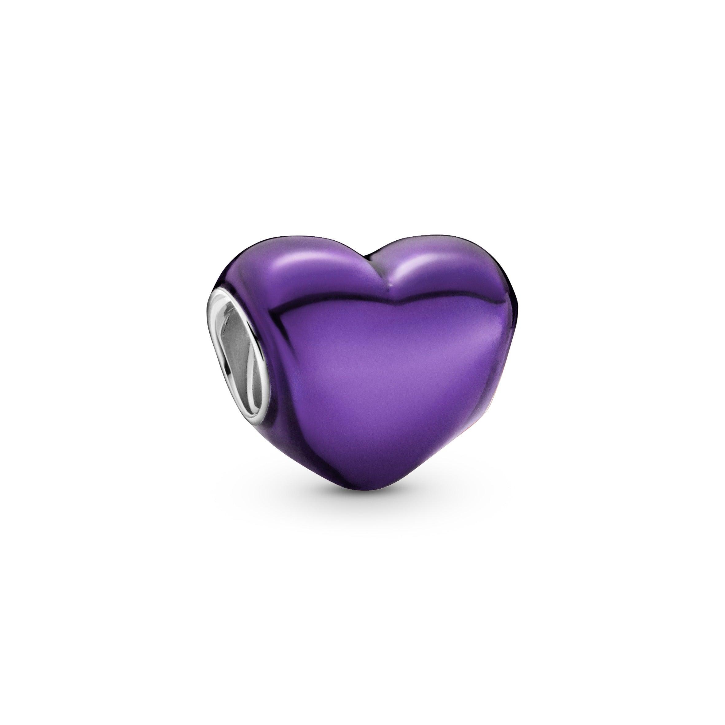 Charm Cuore Metallico Viola
