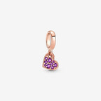 Charm Cuore Obliquo con Pavé Viola