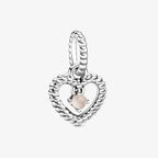Charm cuore pendente Rosa antico
