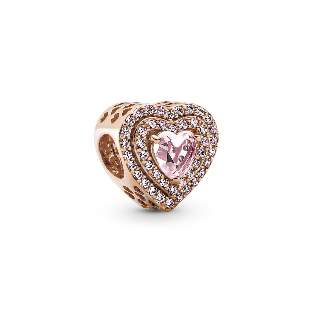 Charm Cuore Pietre Rosa