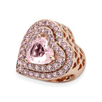 Charm Cuore Pietre Rosa