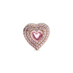 Charm Cuore Pietre Rosa