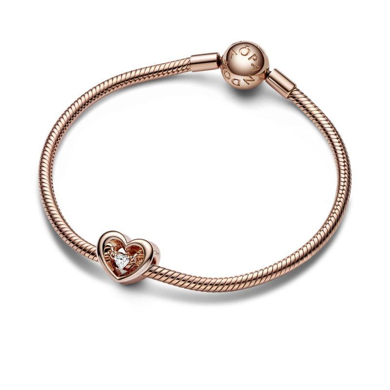 Charm Cuore Splendente con Pietra
