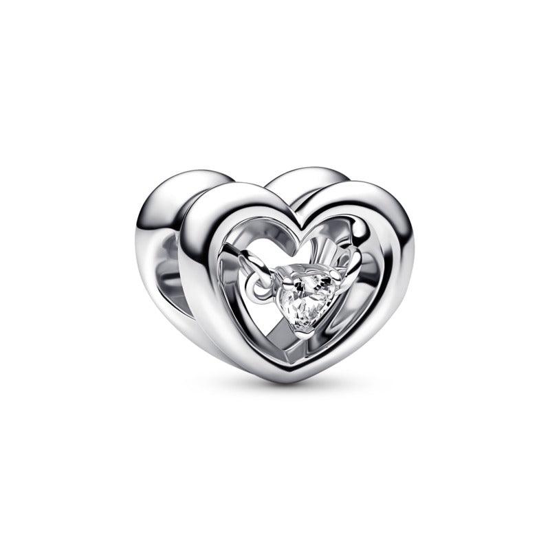 Charm Cuore Splendente con Pietra