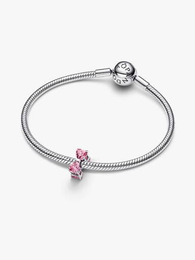 Charm Fiocco Luminoso Rosa Argento Sterling 925 - CHARM