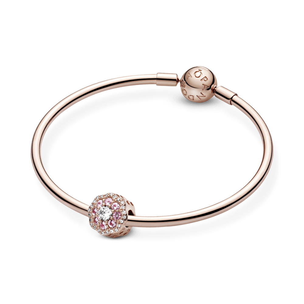 Charm Fiore Rosa Scintillante