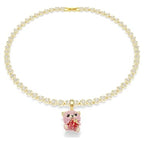 Charm Idyllia Taglio misto, Orsetto, Rosa, Placcato color oro