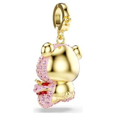 Charm Idyllia Taglio misto, Orsetto, Rosa, Placcato color oro