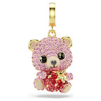 Charm Idyllia Taglio misto, Orsetto, Rosa, Placcato color oro