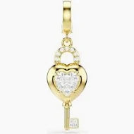 Charm Idyllia Taglio misto Cuore con chiave Bianco Placcato color oro - CHARM