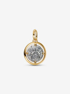 Charm Medallion Cupido ’Amor Fati’ Argento Sterling 925 Placcatura in Oro 14k - CHARM
