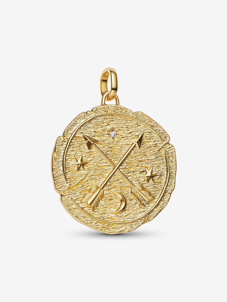 Charm Medallion Grande Frecce ’Ad Meliora’ Placcatura in Oro 14k - CHARM