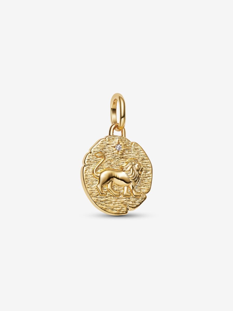 Charm Medallion Leone ’Vita Veritas Virtus’ Placcatura in Oro 14k - CHARM