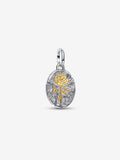 Charm Medallion Rosa ’Rosa Inter Spinas Crescit’ Argento Sterling 925 Placcatura in Oro 14k - CHARM