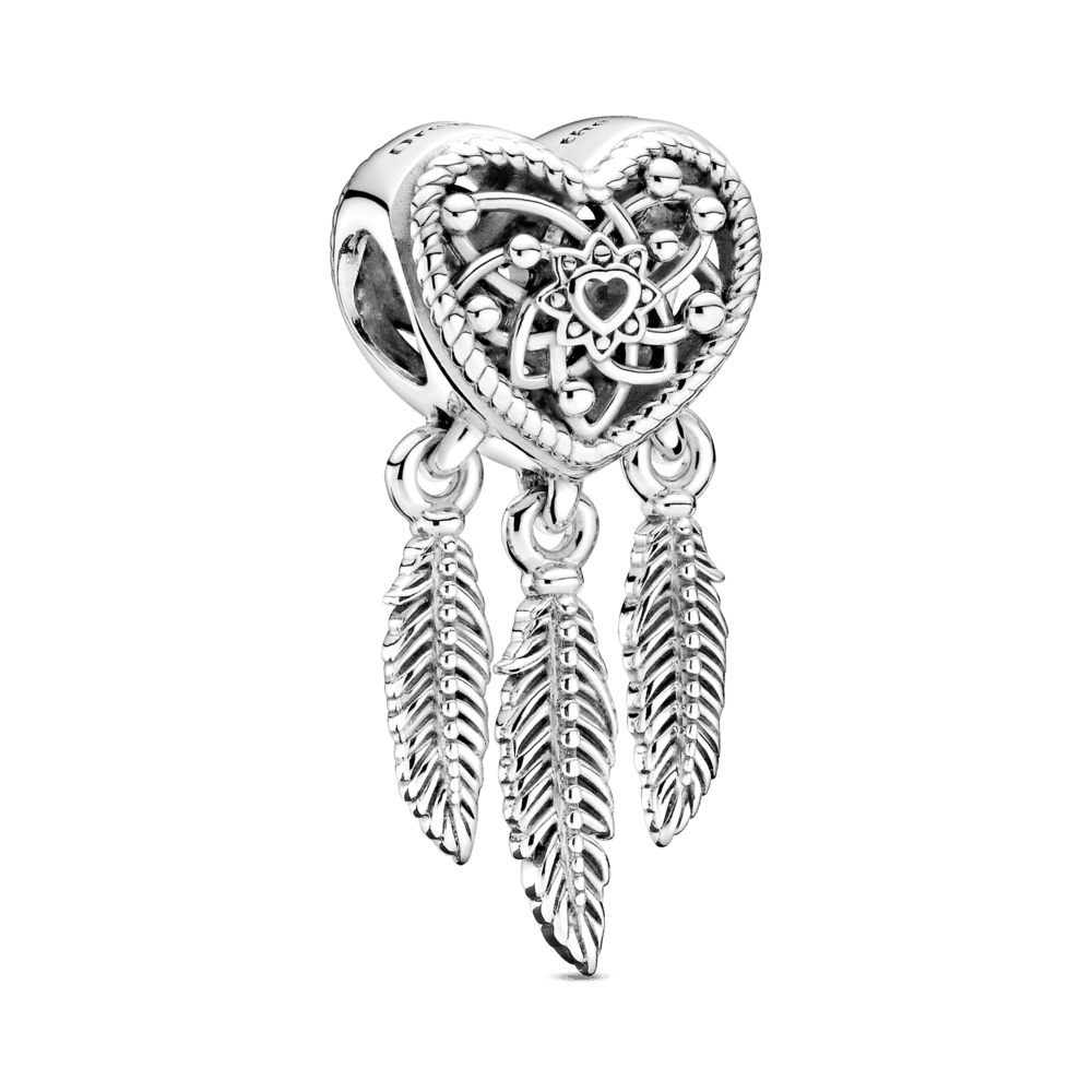 Charm Openwork Acchiappasogni Cuore Tre Piume