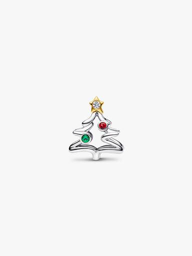 Charm Openwork Albero di Natale Argento Sterling 925 Placcatura in Oro 14k - CHARM