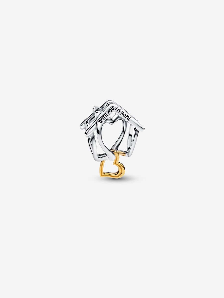 Charm Openwork Casa ’With You I’m Home’ Argento Sterling 925 Placcatura in Oro 14k - CHARM