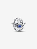 Charm Openwork Mano di Fatima Pietra Blu Argento Sterling 925 - CHARM