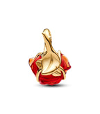 Charm Pandora Disney La Bella e La Bestia Rosa Incantata Vetro di Murano - CHARM