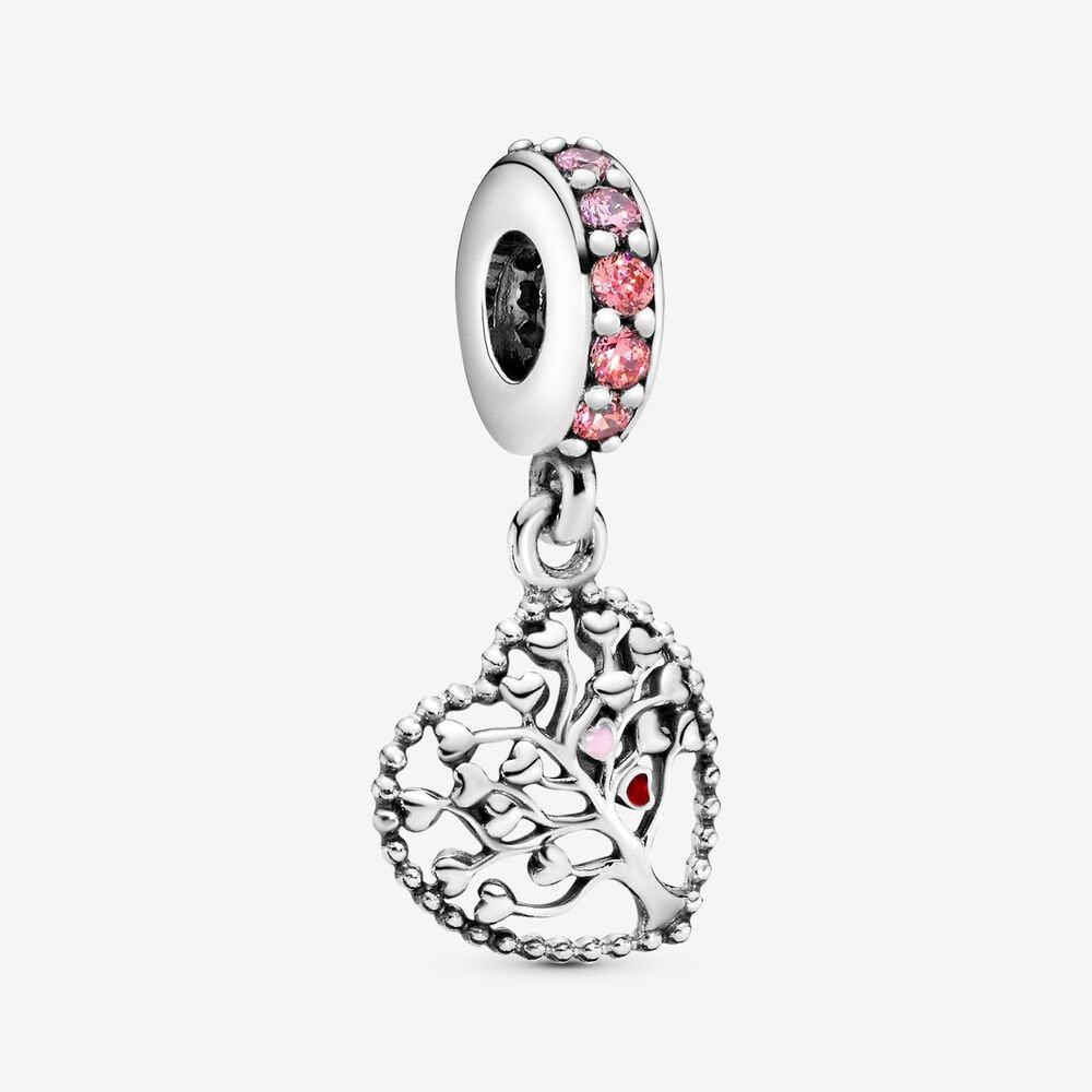 Charm Pendente Albero Della Famiglia Rosa