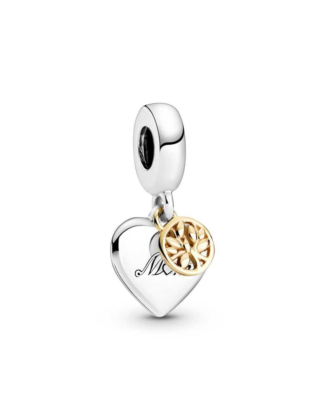 Charm pendente bicolore Albero della famiglia e cuore