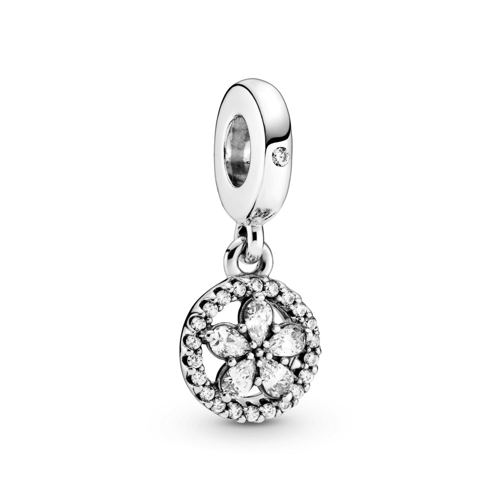 Charm Pendente Cerchio e Fiocco di Neve Scintillante