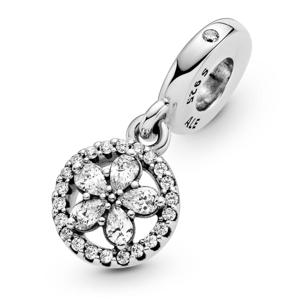 Charm Pendente Cerchio e Fiocco di Neve Scintillante