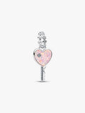 Charm Pendente Chiave a Cuore Opale Rosa Argento Sterling 925 - CHARM