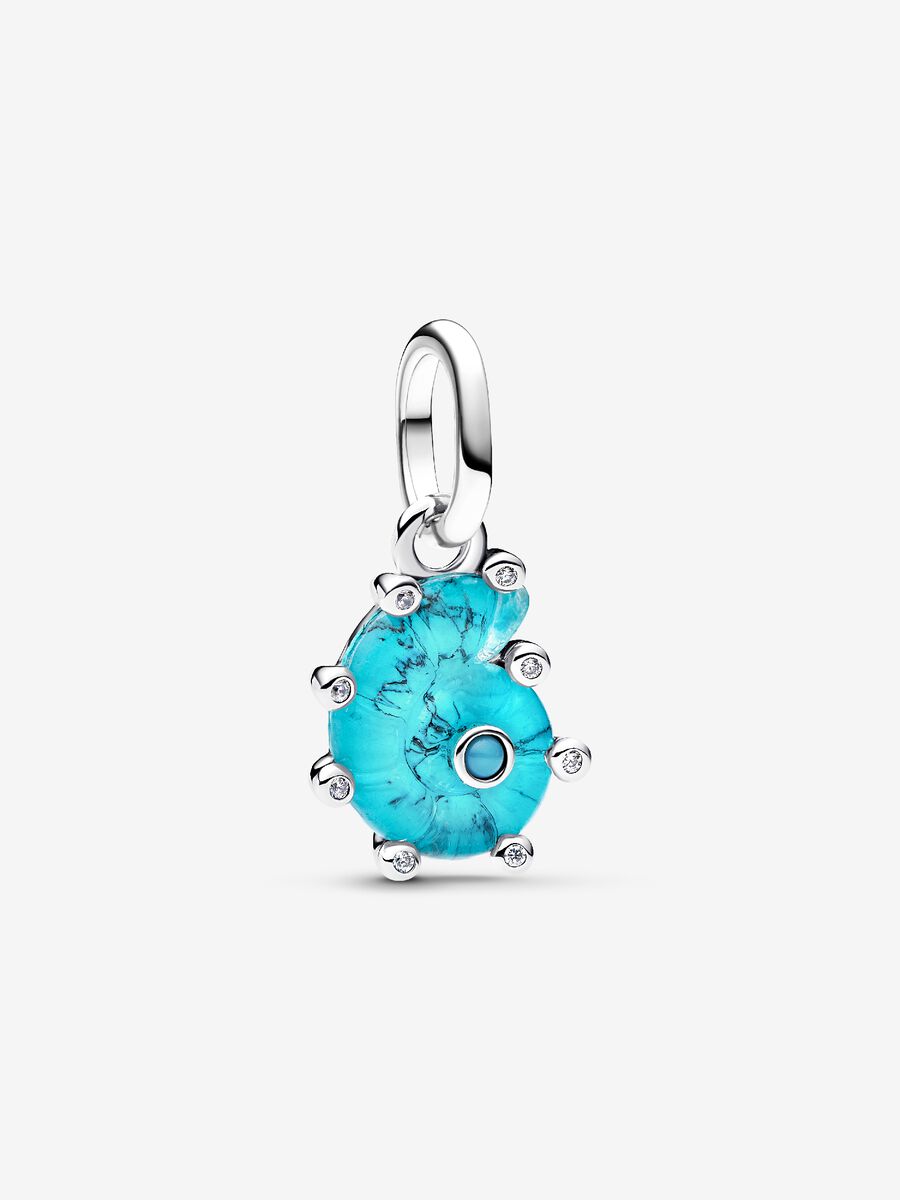 Charm Pendente Conchiglia Vetro di Murano Turchese Argento Sterling 925 - CHARM