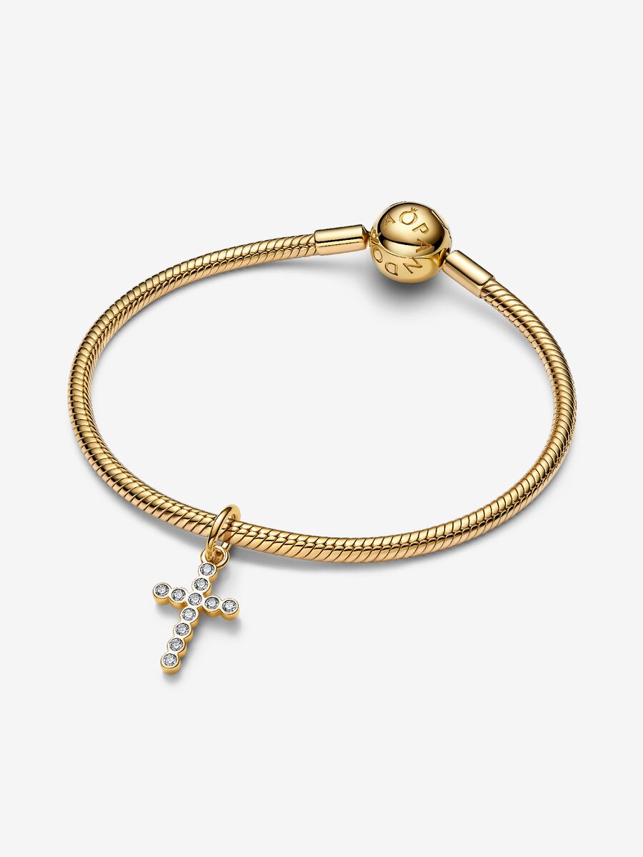 Charm Pendente Croce Luminosa Placcatura in Oro 14k - CHARM
