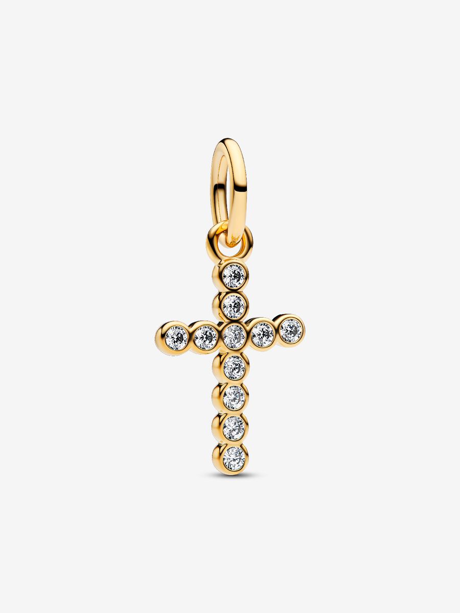 Charm Pendente Croce Luminosa Placcatura in Oro 14k - CHARM