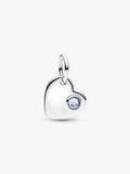 Charm Pendente Cuore con Pietra Azzura Marzo Argento Sterling 925 - CHARM
