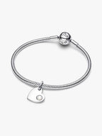 Charm Pendente Cuore con Pietra Bianca Madreperla Artificiale Giugno da incidere Argento Sterling 925 - CHARM