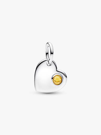 Charm Pendente Cuore con Pietra Miele Novembre Argento Sterling 925 - CHARM