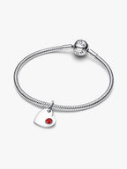 Charm Pendente Cuore con Pietra Rossa Scuro Gennaio Argento Sterling 925 - CHARM
