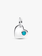 Charm Pendente Cuore con Pietra Turchese Dicembre Argento Sterling 925 - CHARM