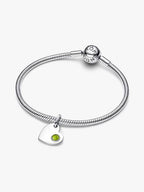 Charm Pendente Cuore con Pietra Verde Agosto da incidere Argento Sterling 925 - CHARM