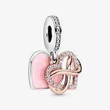 Charm Pendente Cuore e Infinito Rosa