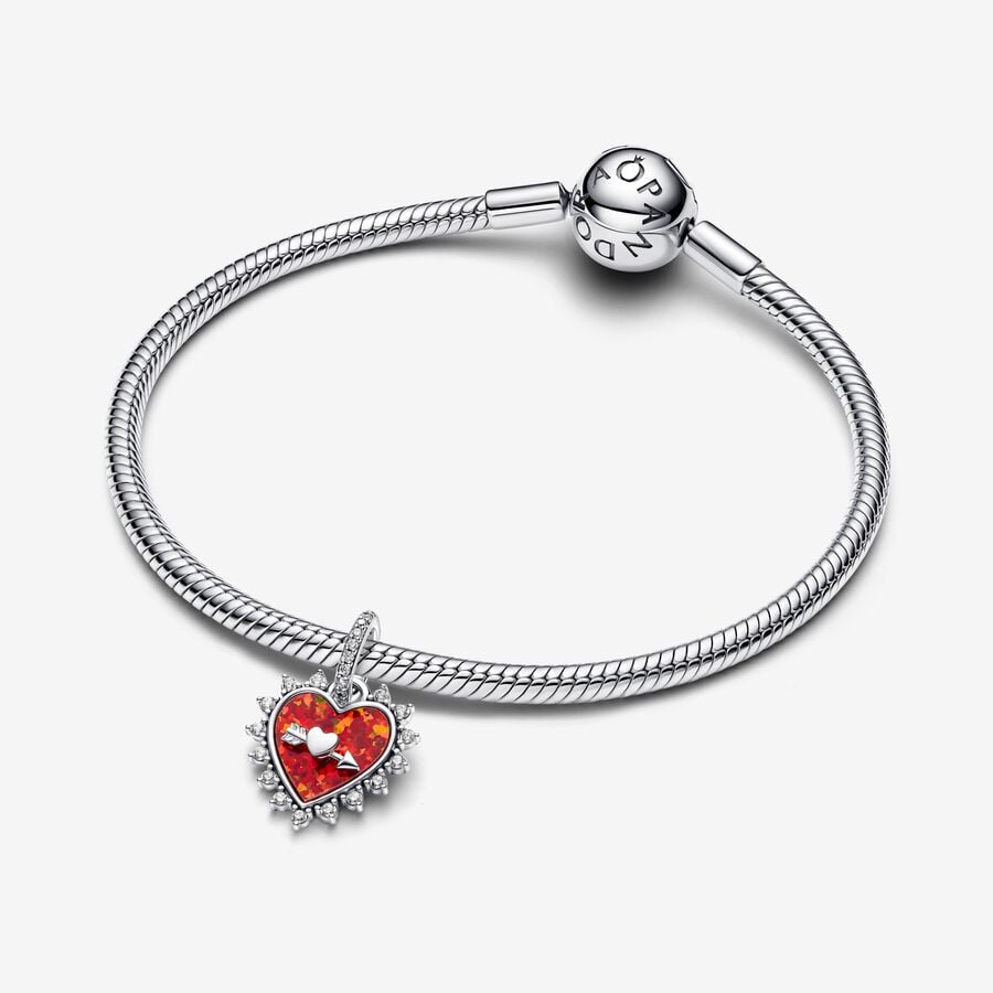 Charm Pendente Cuore Rosso con Freccia Girevole - CHARM