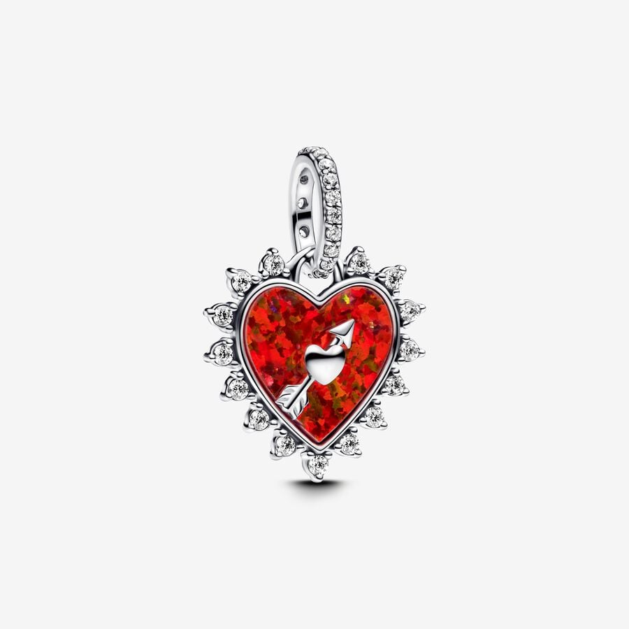 Charm Pendente Cuore Rosso con Freccia Girevole - CHARM