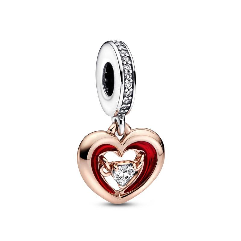 Charm Pendente Cuore Splendente con Pietra