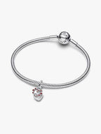 Charm Pendente Cuori Intrecciati con Cristalli Rossi Argento Sterling 925 - CHARM
