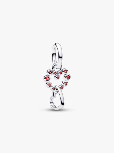Charm Pendente Cuori Intrecciati con Cristalli Rossi Argento Sterling 925 - CHARM