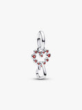 Charm Pendente Cuori Intrecciati con Cristalli Rossi Argento Sterling 925 - CHARM