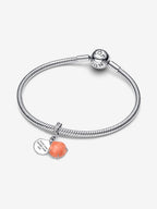 Charm Pendente Doppio Conchiglia Color Corallo Argento Sterling 925 - CHARM