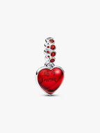 Charm Pendente Doppio Cuore Vetro di Murano Rosso Argento Sterling 925 - CHARM