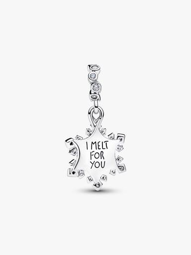 Charm pendente doppio Fiocco di neve opalescente Argento Sterling 925 - CHARM