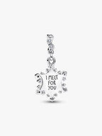 Charm pendente doppio Fiocco di neve opalescente Argento Sterling 925 - CHARM