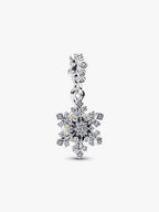 Charm pendente doppio Fiocco di neve opalescente Argento Sterling 925 - CHARM