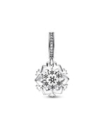 Charm Pendente Doppio Fiocco di Neve Scintillante